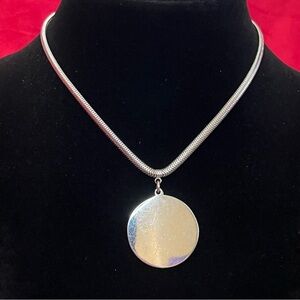 Coro Silver Tone Necklace with Round Pendant
